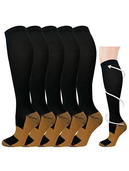 Graduated Medical, Nurse Compression Socks for Women&Men 20-30mmhg Knee High Sock