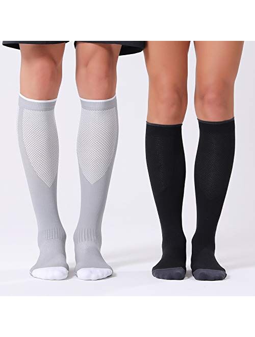 FITRELL Women and Men 3 Pairs Compression Socks for Nurse, Medical, Running 20-30mmHg-Circulation Support Socks