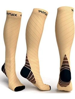 Physix Gear Sport Compression Socks for Men & Women 20-30 mmHg - Athletic Fit (1 Pair)