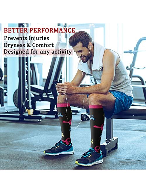 CHARMKING Compression Socks for Women & Men Circulation 8 Pairs 15-20 mmHg is Best Support for Athletic Running Cycling