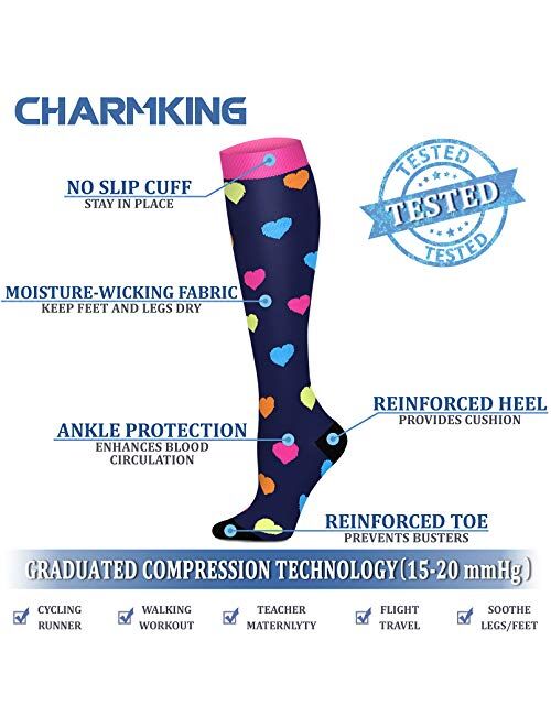 CHARMKING Compression Socks for Women  Men 8 Pairs 15-20 mmHg is Best Graduated