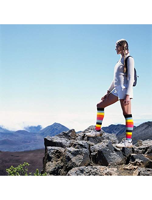 5 Pairs Compression Socks for Women Men 20-30mmhg Knee High Stocking for Sports