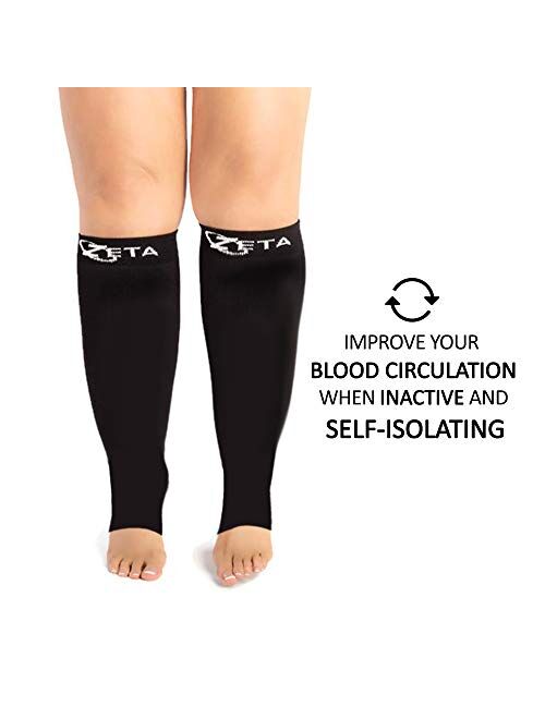 Zeta Socks Open Toe XXXL 26 Inch Wide Calf Plus Size Compression 20-30 mmHg for Fatigue, Pain, Leg Swelling, Soothing Comfy Gradient Support, Prevents Swelling, Pain, Ede