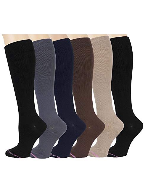 Dr Motion Ladies 6 Pair Pack Compression Socks (Assorted), Assorted, Size 9.0