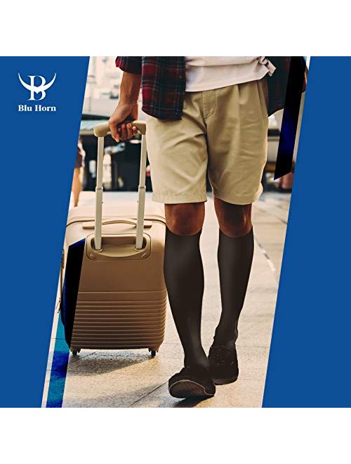 BLU HORN Compression Socks – 20-30mmHg Knee-High Compression Stockings for Women and Men with different Size Options