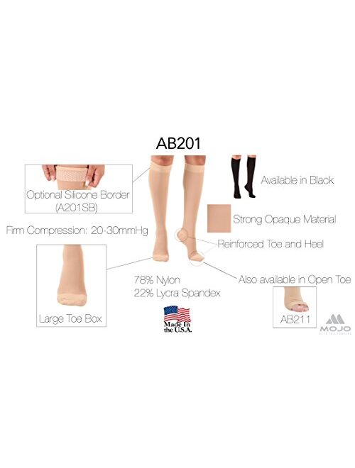 Mojo Compression Socks Made in The USA Opaque Graduated Compression Socks 20-30mmHg - Beige Size Small Unisex A201BE1