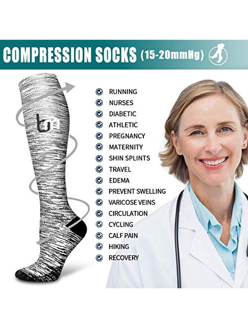 Copper Compression Sock Women and Men-Best Running, Athletic Sports, Flight Travel