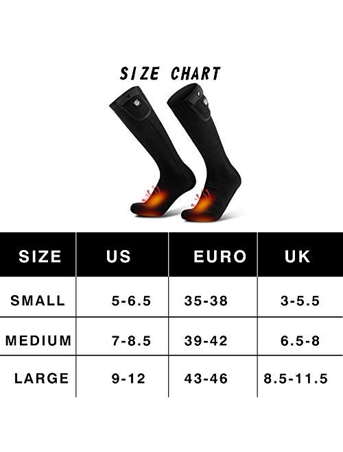 SAVIOR HEAT Upgraded Heated Socks for Men Women, Rechargeable Electric Battery Powered Heating Socks with Temperature Controller Winter Thermal Camping Foot Warmer for Cy