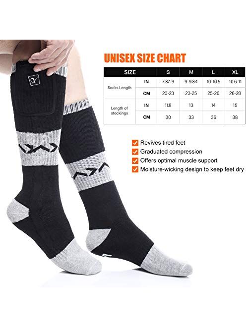Heated Socks for Men Women, Electric Rechargeable Battery Heating Socks for Winter Sports Arthritis Raynaud Winter Snow Ski Hunting Camping Hiking Riding Warm