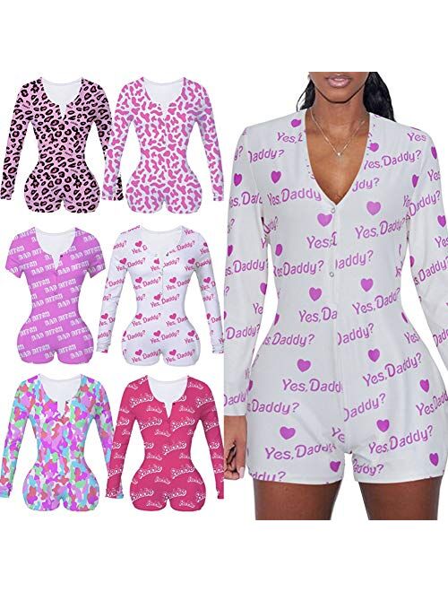 DuAnyozu Womens Sexy V Neck Rompers Bodycon Jumpsuits Long Sleeve Bodysuit Pajamas Shorts Overalls Casual Clothes