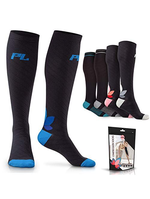 Powerlix Compression Socks for Women & Men (Pair) for Circulation, Neuropathy, Swelling & Pain Relief, 20-30 mmHg Medical Knee-High Stockings Support for Pregnancy, Mater