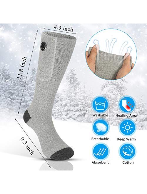 Heated Socks,Heated Socks for Men Women,2020 Upgraded Rechargeable Electric Socks with 2000mAh,Electric Cold Foot Washable Warmers for Motorcycle Cycling Camping Outdoor(