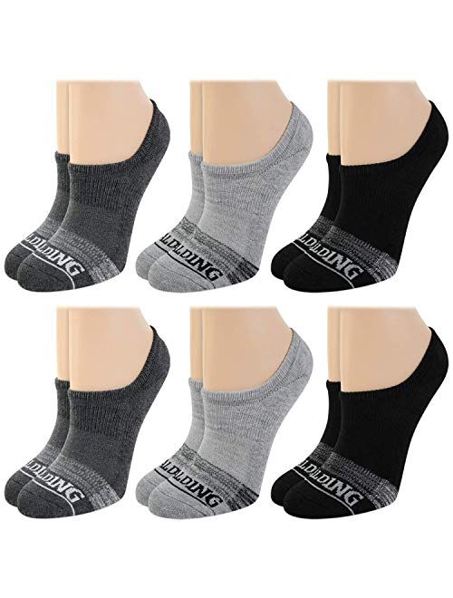 Spalding Women’s Athletic No-Show Low Cut Ankle Socks with Arch Support (6 Pack)