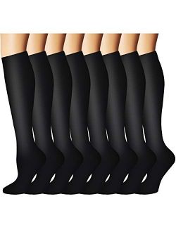 Compression Socks for Women & Men 8 Pairs 20-30 mmHg is Best Graduated Athletic, Running, Flight,Travel,Nurses (8016, Large/X-Large)