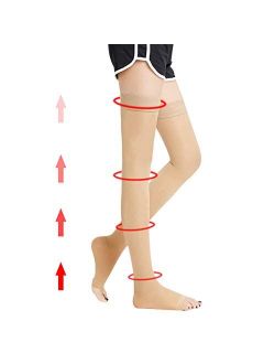 Thigh High Compression Stockings 20-30 mmHg Open Toe Stay Up Band Varicose Vein