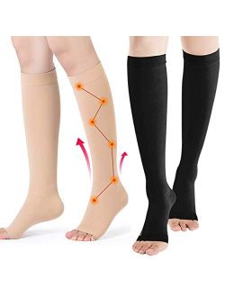 2 Pairs Compression Toeless Socks for Women Men Varicose Veins Medical Support