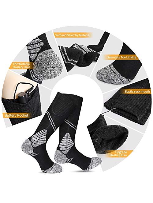 Binnice New Heated Socks Winter Electric Rechargeable 3 Heating Settings Thermal Sock Foot Warmer for Men and Women