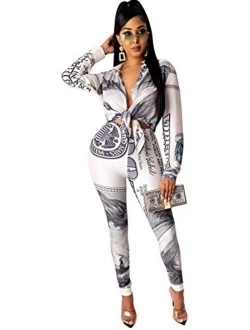Womens Sexy Strapless Long Sleeve Floral Print Nightclub Clubwear Bodycon Jumpsuit Rompers