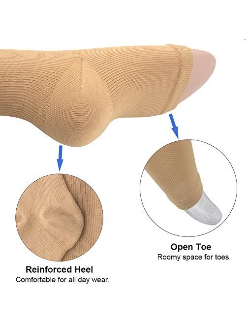 Ailaka Zipper Medical Compression Socks 15-20 mmHg for Women and Men, Knee High Open Toe Firm Support Graduated Varicose Veins Hosiery for Edema, Swollen, Nurses, Pregnan