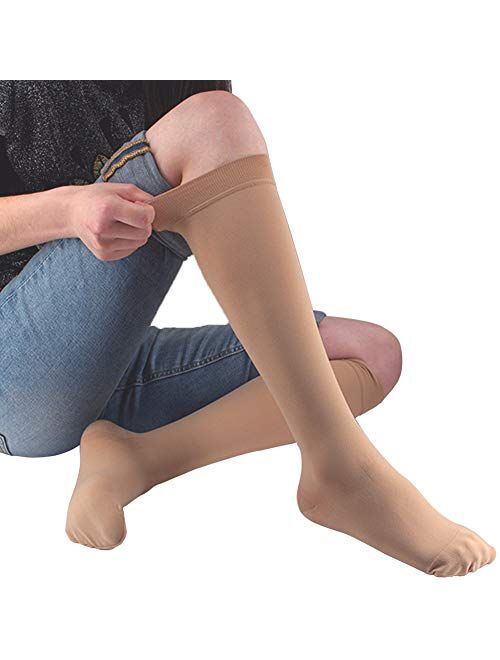 Ailaka 20-30 mmHg Knee High Closed Toe Compression Calf Socks for Women and Men, Firm Support Graduated Varicose Veins Hosiery, Travel, Nurses, Pregnancy, Recovery