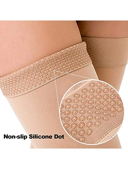 Ailaka 20-30 mmHg Compression Stockings for Women& Men, Thigh High Footless Varicose Veins Leg Sleeves