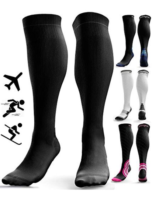 Compression Socks for Men & Women - Anti DVT Varicose Vein Stockings - Running - Shin Splints Calf Support - Flight Travel - XXL