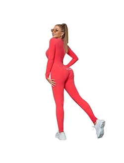 Comulish Women Sexy Butt Button Back Flap Jumpsuit Pajamas V Neck Long Sleeve One Piece Bodycon Rompers Onesies