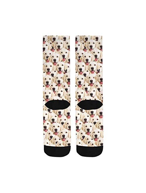Custom Photo Pet Face Socks, Personalized Colorful Crew Socks for Men Women
