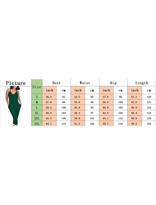 ECDAHICC Women's Cute Spaghetti Strap Solid Capri Jumpsuits One Piece V Neck Jumpsuit Rompers with Pocket Club
