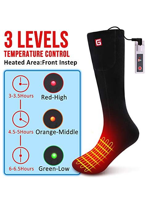 Spring Heated Socks Electric Rechargeable Battery Heated Socks Kit for Men Women 3 Heating Settings Thermal Sock Winter Cotton Warm Heated Socks for Outdoor Hiking Climbi