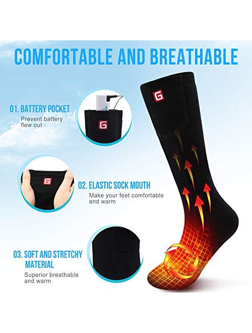 Spring Heated Socks Electric Rechargeable Battery Heated Socks Kit for Men Women 3 Heating Settings Thermal Sock Winter Cotton Warm Heated Socks for Outdoor Hiking Climbi