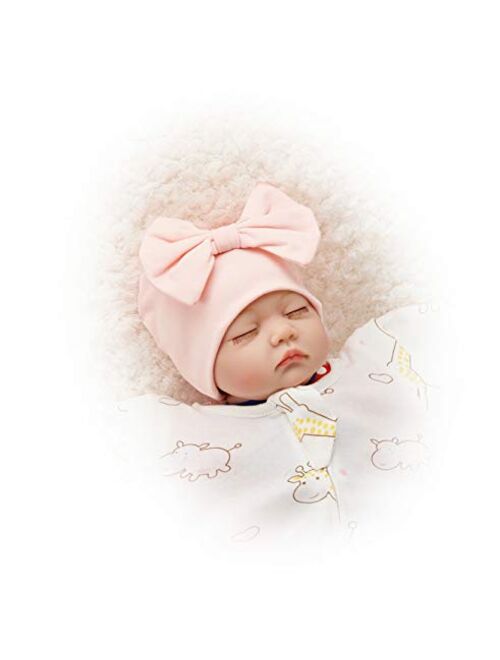 Newborn Beanie Hat Gloves Set, Baby Girl Beanie Spring Summer Autumn Winter Hats for 0-6 Months Infant Cotton
