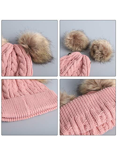 Baby Winter Warm Knit Hat Infant Toddler Kid Crochet Fur Hairball Beanie Cap