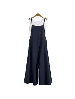 wvalaxywq Wide Leg Women‘s Jumpsuits Long Casual Overalls Plus Size Loose Rompers Pants