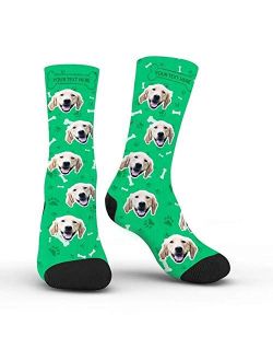Custom Dog Face Socks with Name Photo Colorful Personalized Crew Socks Funny Gift for Men Women
