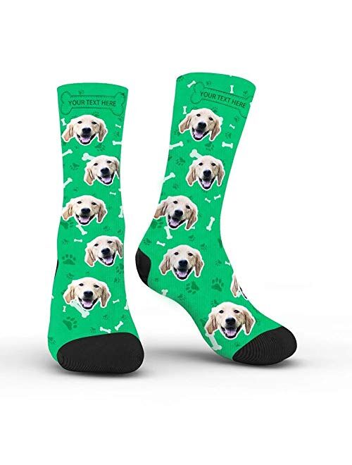 Personalized Dog Lover Pet Photo Picture on Socks Unisex Athletic Crew Socks for Men Women Custom Face Socks