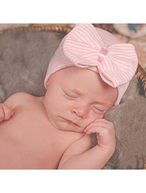 Newborn Baby Girl Hat and Mitten Set Hospital Hats Infant Caps Soft Nursery Baby Beanie