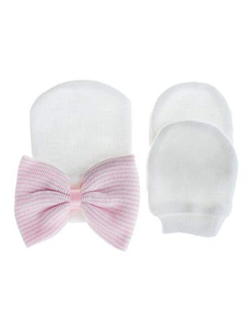 Century Star Newborn Hat Baby Mittens for Baby Girls Boys Cute Soft Infant Caps with Bow Knot Beanie Headbands Outfit