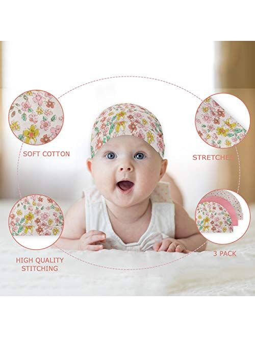 MODERN BABY Cap & Scratch Mittens Unisex 3 Pack Set Newborn Babies Infant Beanie Hat & Gloves Bundle 0-3 Months 100% Cotton