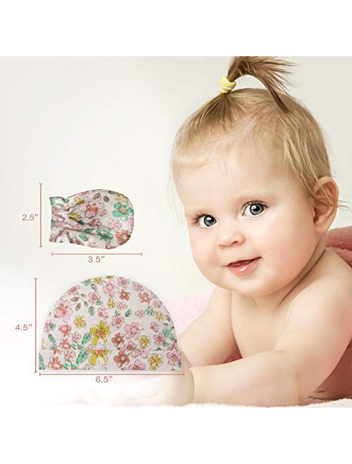 MODERN BABY Cap & Scratch Mittens Unisex 3 Pack Set Newborn Babies Infant Beanie Hat & Gloves Bundle 0-3 Months 100% Cotton