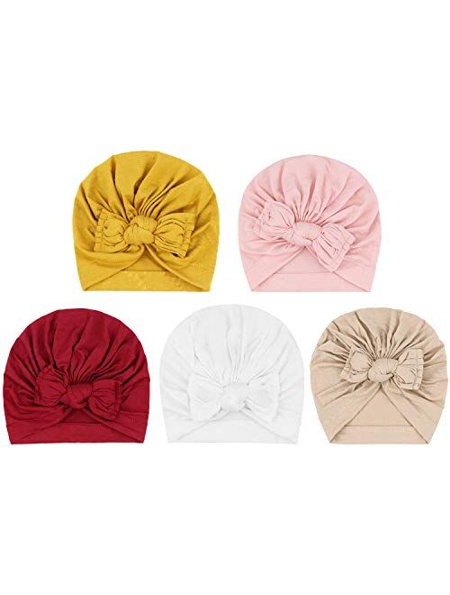 DRESHOW Turban Hat for Baby Infant Cap Hats with Bow Knot Soft Cute Nursery Beanie