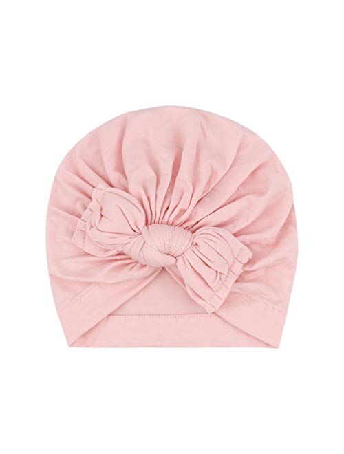 DRESHOW Turban Hat for Baby Infant Cap Hats with Bow Knot Soft Cute Nursery Beanie