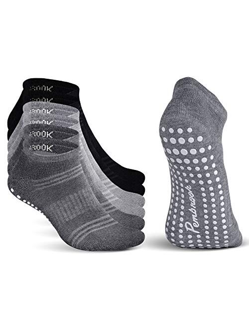 Pembrook Non Slip Grip Yoga Socks | Non Skid Hospital, Barre, Pilates, Maternity, Ballet, Women & Men (6 Pairs)