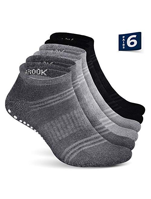 Pembrook Non Slip Grip Yoga Socks | Non Skid Hospital, Barre, Pilates, Maternity, Ballet, Women & Men (6 Pairs)