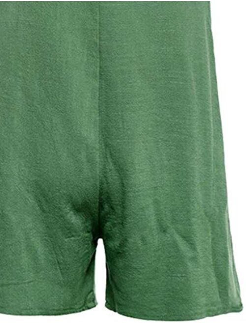 PAODIKUAI Women's Summer Cotton Linen Sleeveless Shorts Rompers Overalls Jumpersuit Pant