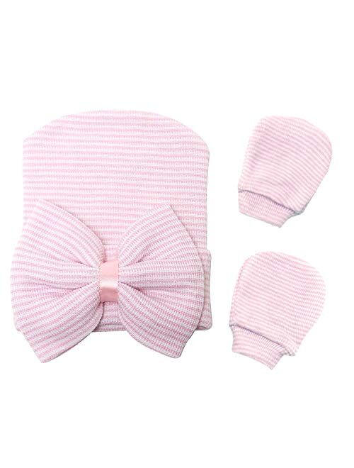 Sarfel Newborn Hats for Girls Hospital Hat Baby Girl Bows and Headbands Infant Beanie Nursery Caps