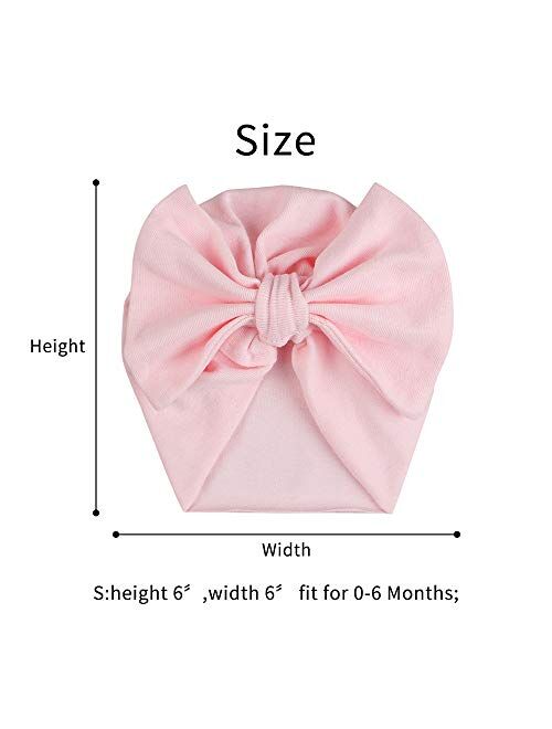 Pesaat 2 Pack Autumn Newborn Hospital Hat Baby Girl Bow Beanie Spring Cotton Baby Hats for Infant Girls 0-6M