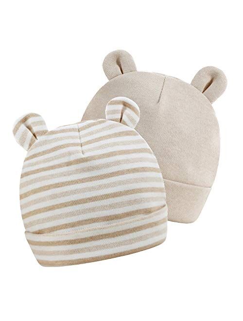 Newborn Hats Baby Boys Girls Beanies Caps 0-6 Months Girls 100% Cotton Unisex 2 Pack
