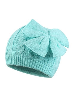 JANGANNSA Winter Warm Knitted Baby Hat for Girls Cotton Lined Infant Toddler Girls Hat Autumn Cute Bow Classic Girls Beanie 0-6Y