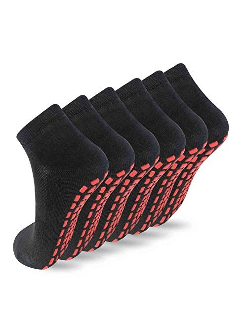 NOVAYARD 6 Pairs Non Slip Grip Socks Yoga Pilates Hospital Socks Sticky Grippers for Men Women